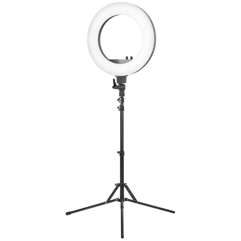 Ringlampe LED 48W 18 Zoll schwarz mit Stativ - Profi Ring Light