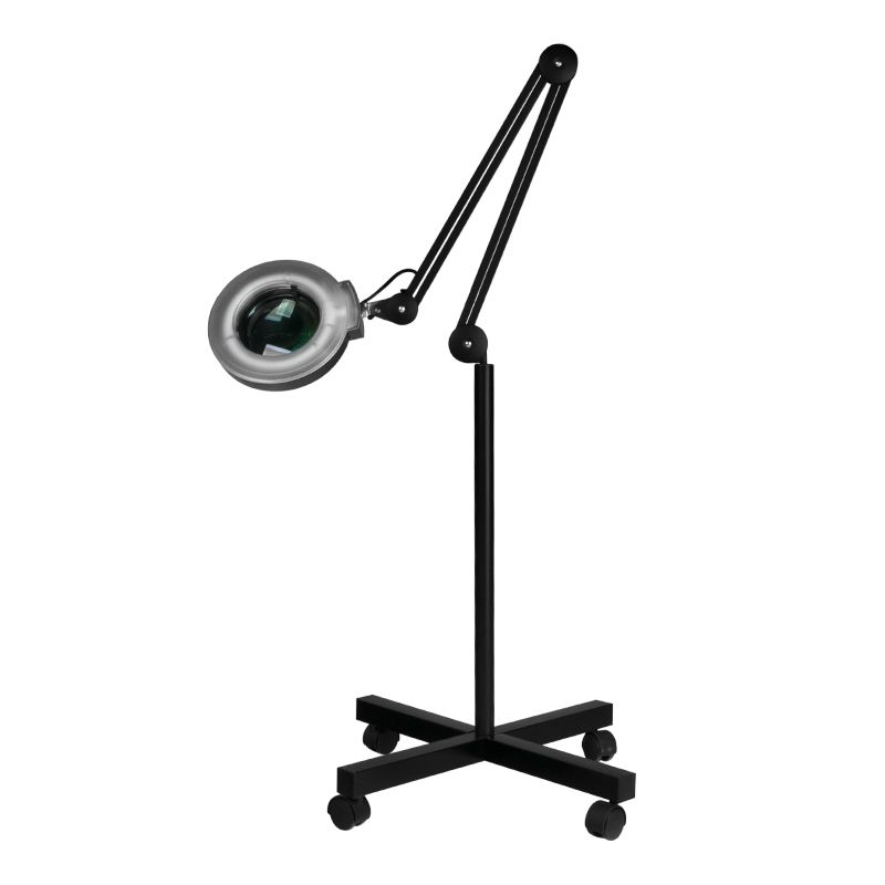 Lupenleuchte S4 mit Stativ schwarz - LED Inspektionsleuchte für Friseur und Kosmetik
