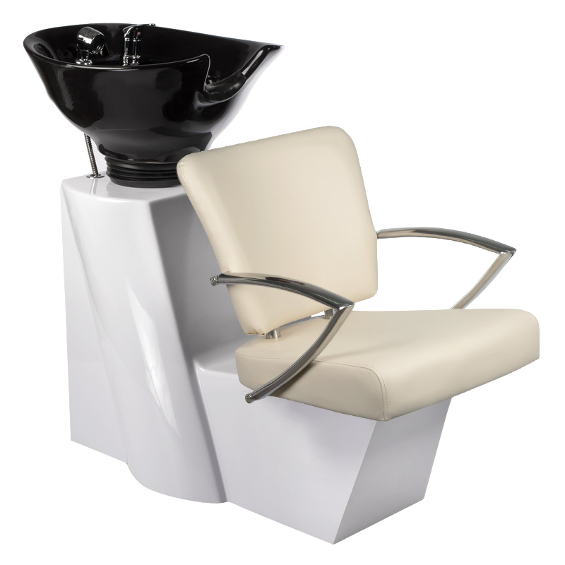 Professional Salon Waschplatz mit verstellbarer Keramikschale schwarz