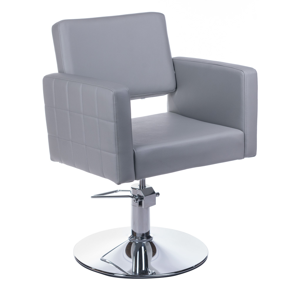 Hellgrauer Friseurstuhl hydraulisch verstellbar - Premium Salonstuhl