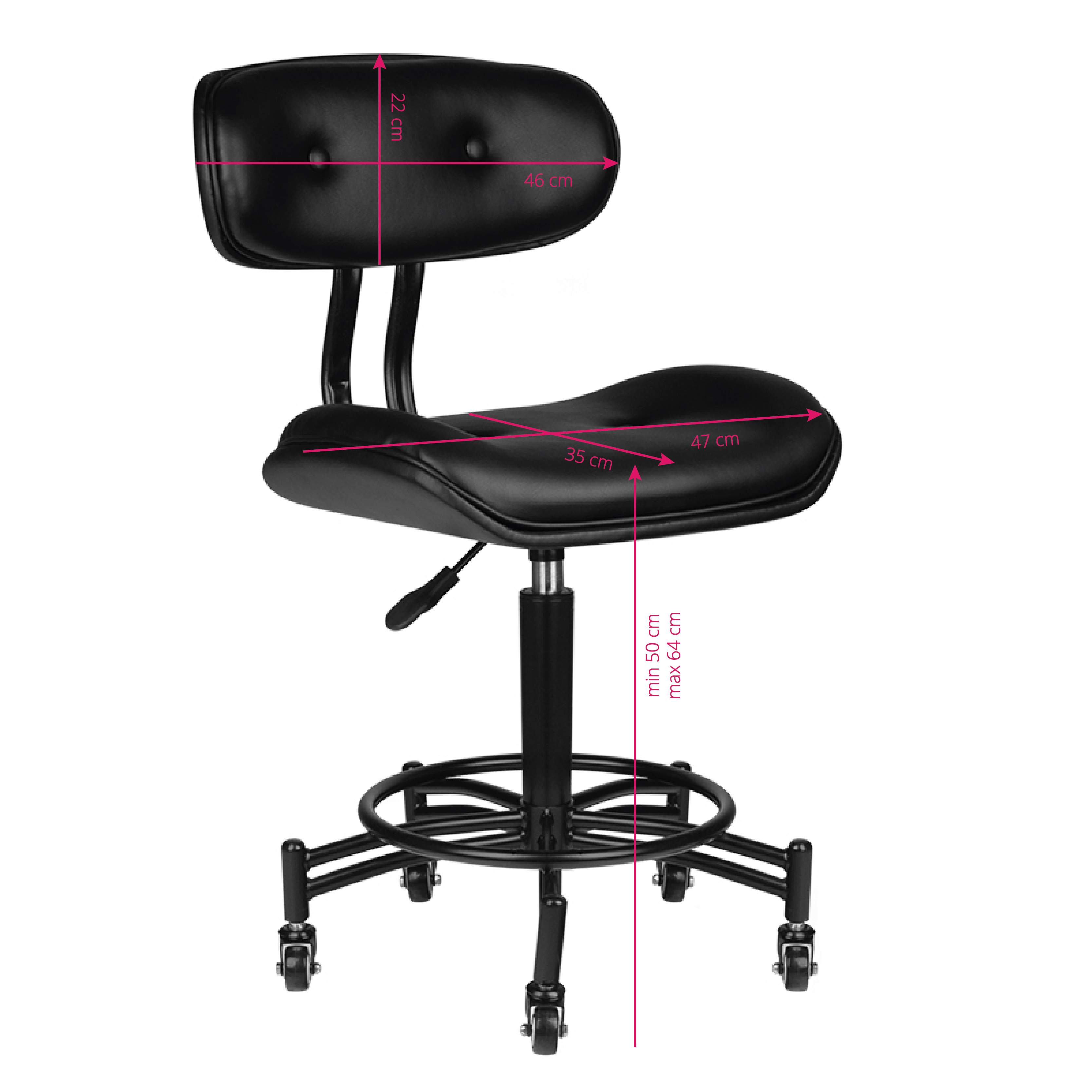 Gabbiano Frisierstuhl Florenz schwarz - ergonomischer Friseurstuhl mit Fußstütze