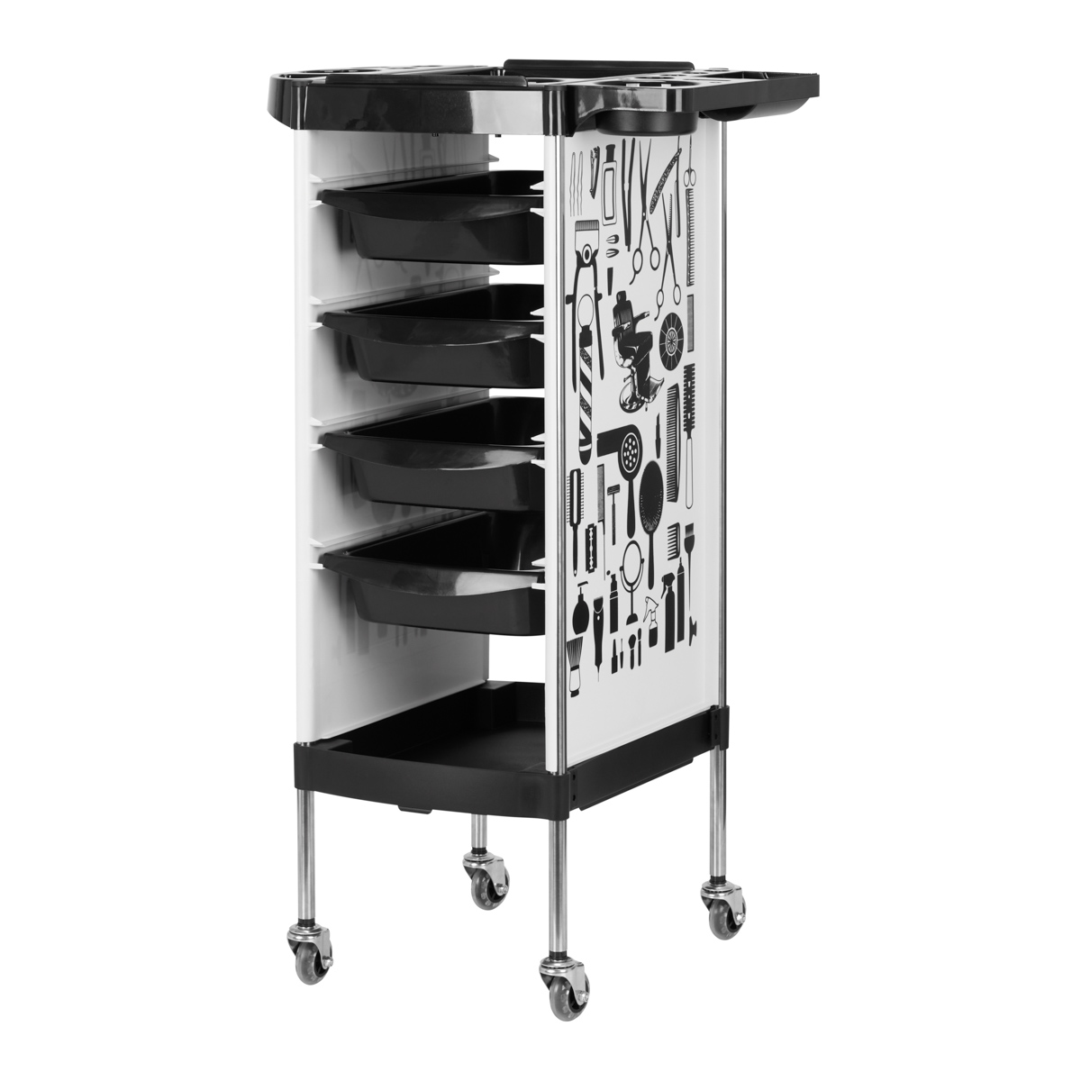 Gabbiano Friseurassistent X11-9 Weiß - Professioneller Friseurstuhl mit Grafik-Design