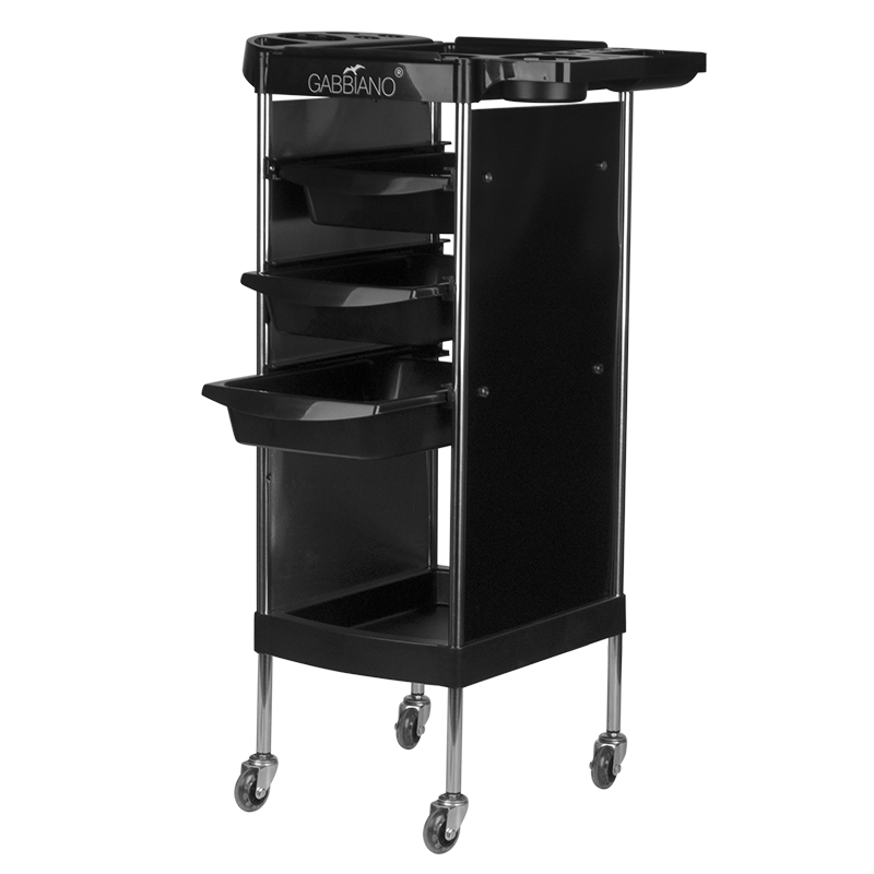 Gabbiano Friseurwagen FX11-A Schwarz - Professioneller Salon-Arbeitswagen