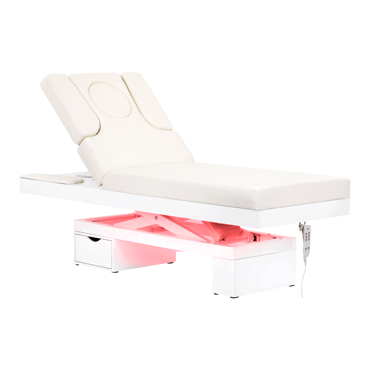 Spa-Kosmetikliege AZZURRO 815B weiß mit LED-Beleuchtung und Heizfunktion