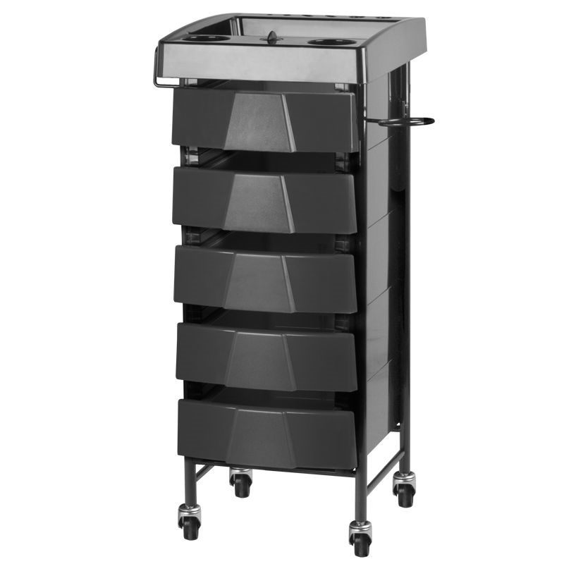 Gabbiano Friseurwagen 008 Schwarz - Profi Friseurtrolley mit Schubladen