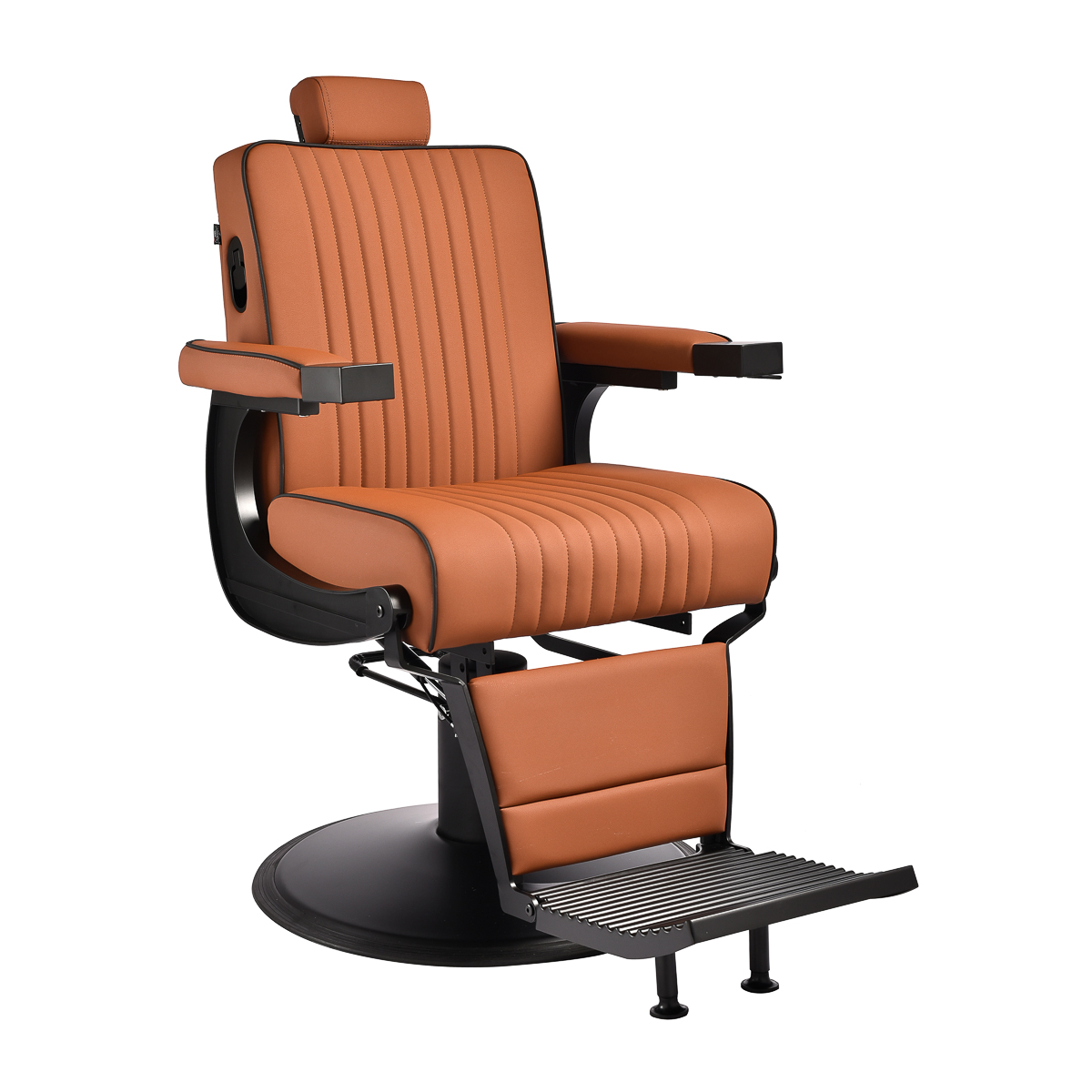 Gabbiano Levi Barber's Chair Braun mit schwarzem Gestell ohne Naht hinten