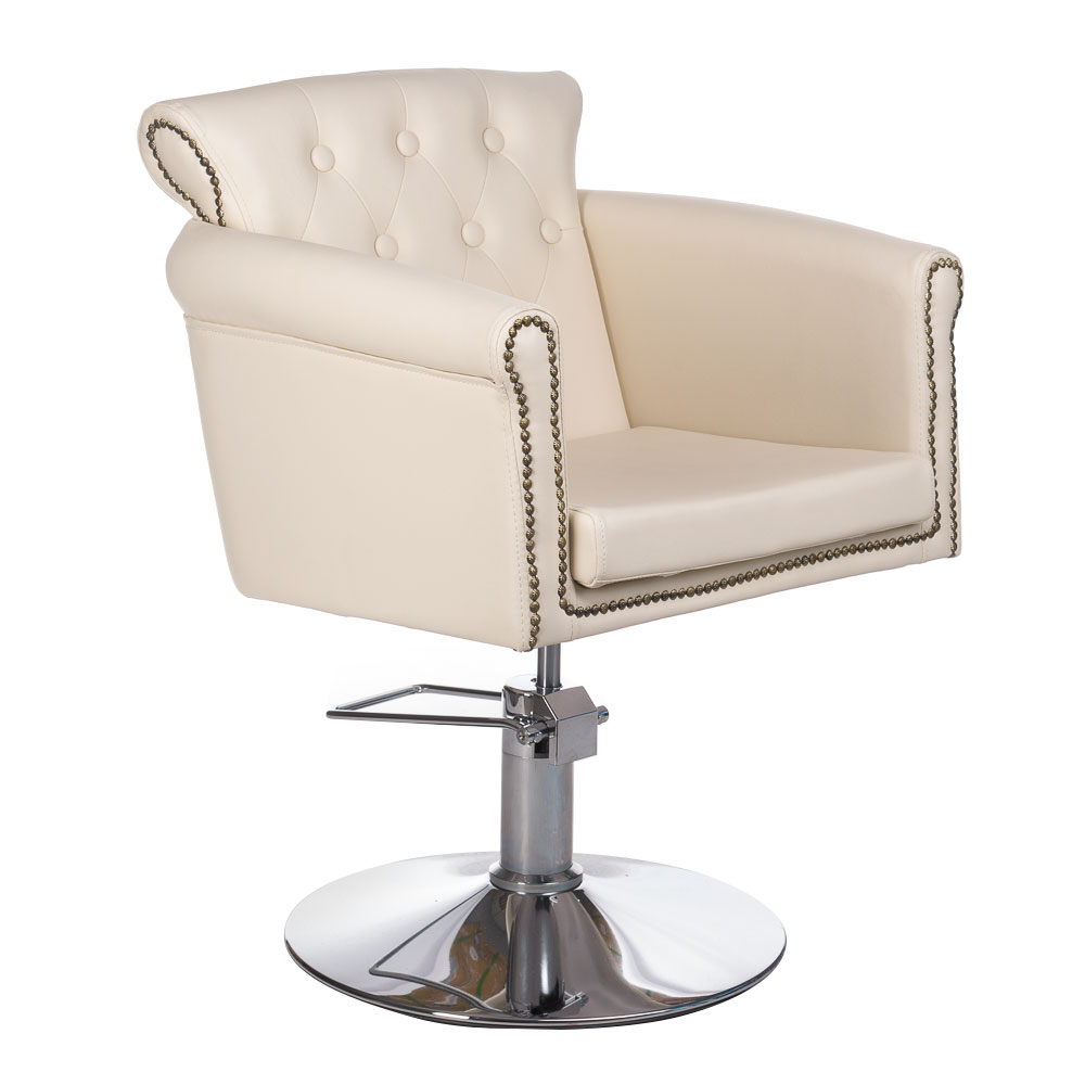 Hydraulischer Friseurstuhl Creme - Eleganter Salonstuhl mit Kunstleder
