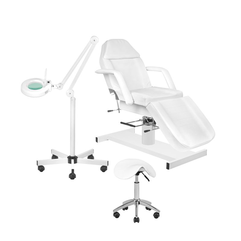 Kosmetikliege 210er Set mit LED Lupenleuchte S5 und Kosmetikhocker 302 - Professionelle Komplettausstattung für Kosmetikstudios