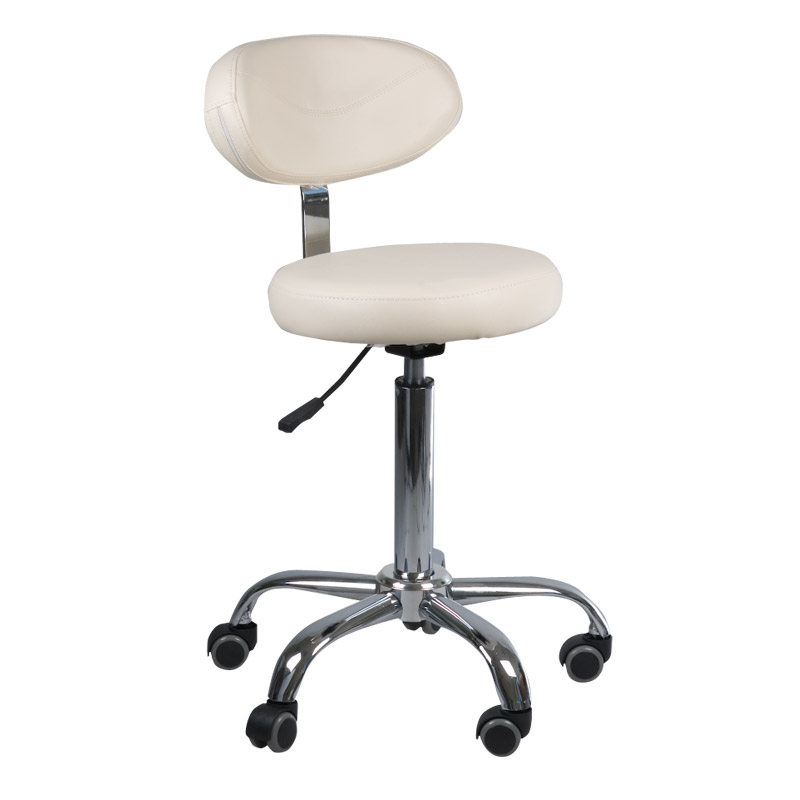 Professioneller Friseurhocker Elegance Pro Creme mit Rückenlehne