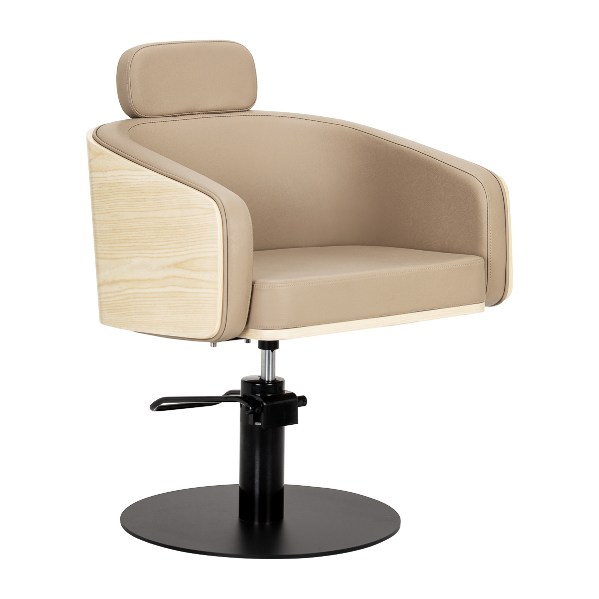 Gabbiano Friseurstuhl Wratislavia Beige – Ergonomischer Frisörstuhl mit schwarzem Sockel
