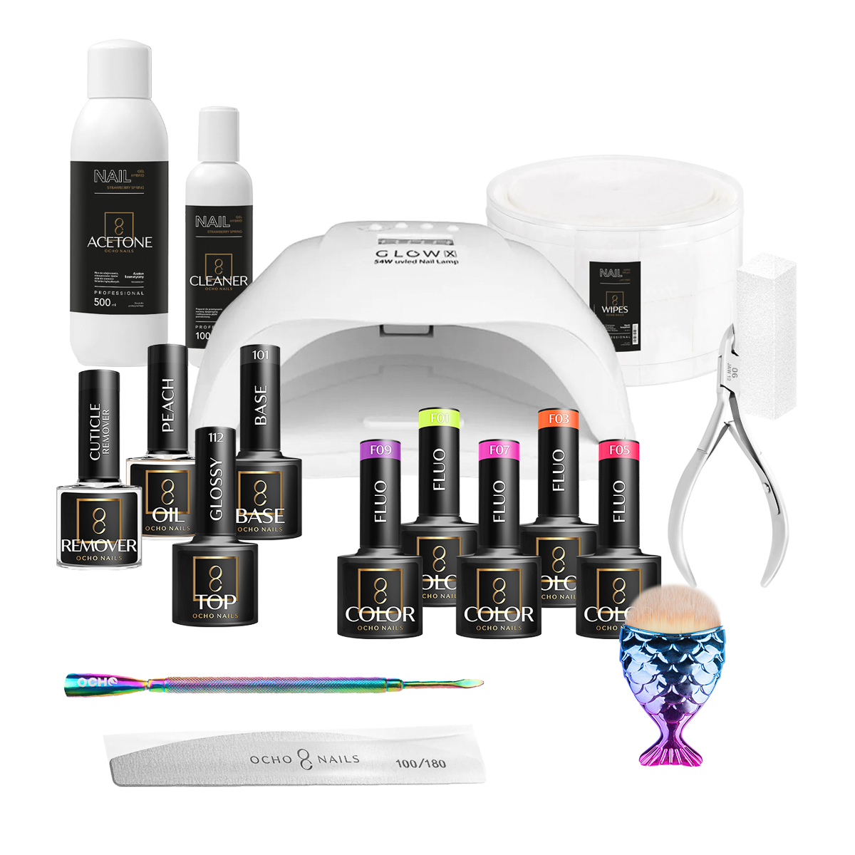 OCHO NAILS Hybrid-Starterkit 6 mit UV LED Lampe