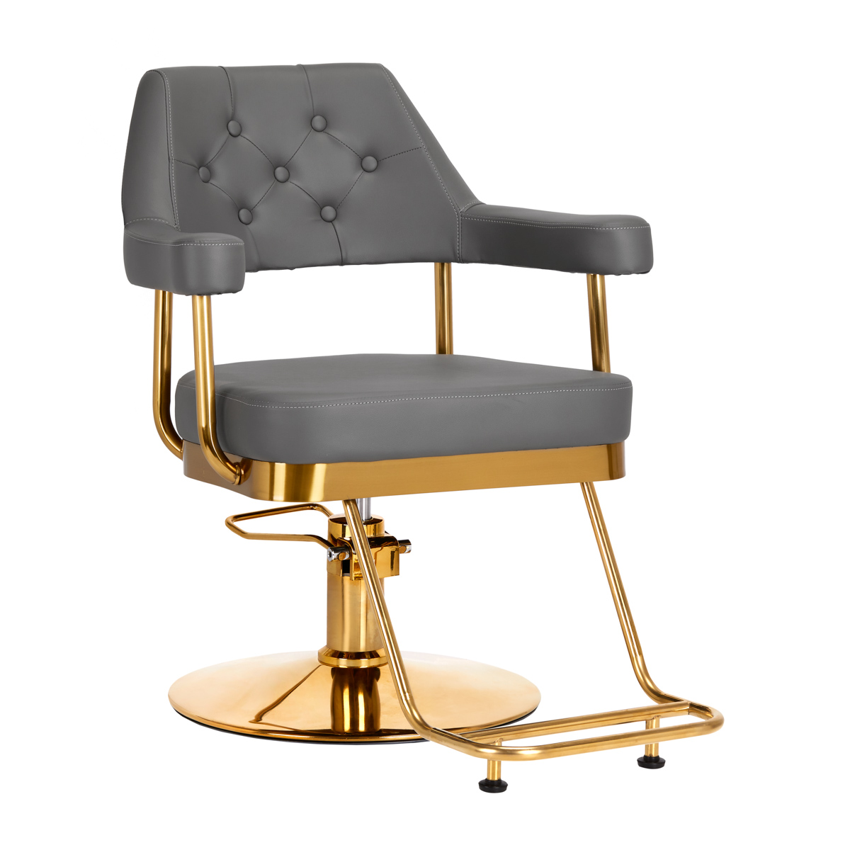 Gabbiano Friseurstuhl Granda goldgrau – Ergonomischer Salon-Stuhl mit Fußstütze