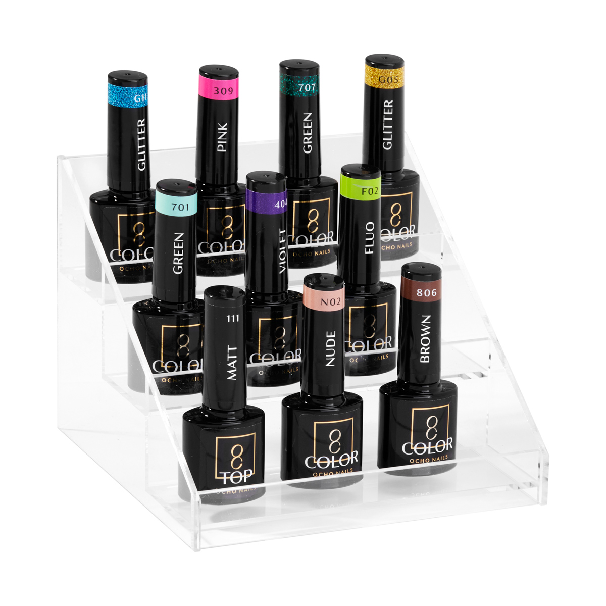 Nagellackdisplay C25 - Transparent mit 3 Ablagen