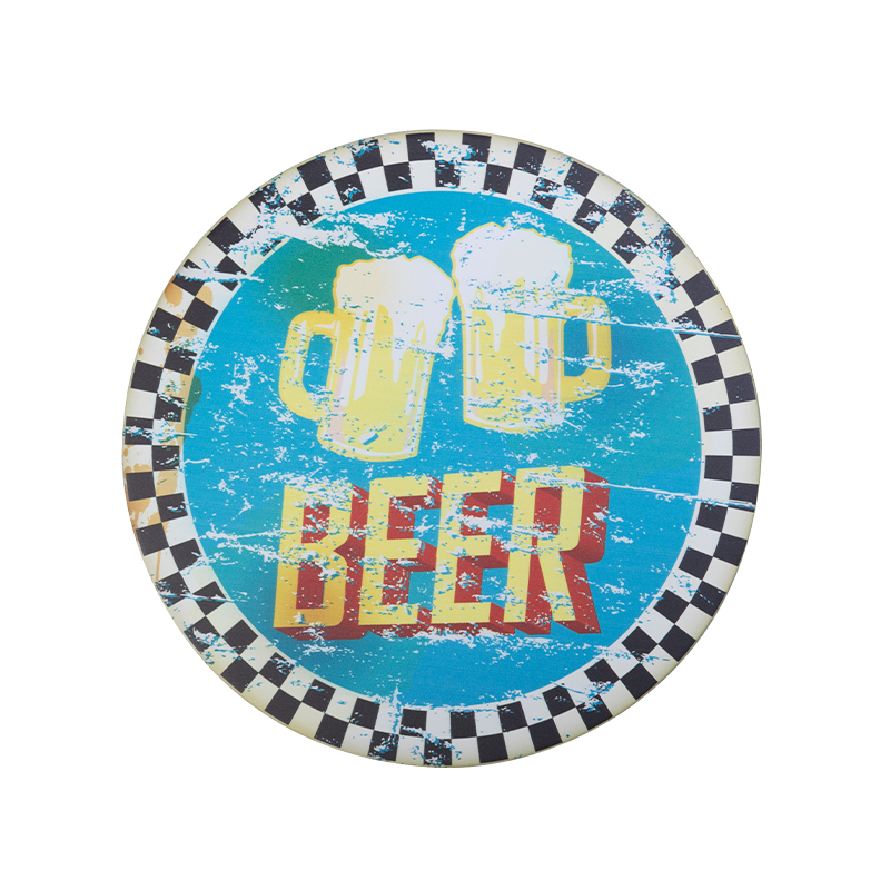 Dekorationstafel rund Bier – Aluminium Wandschild