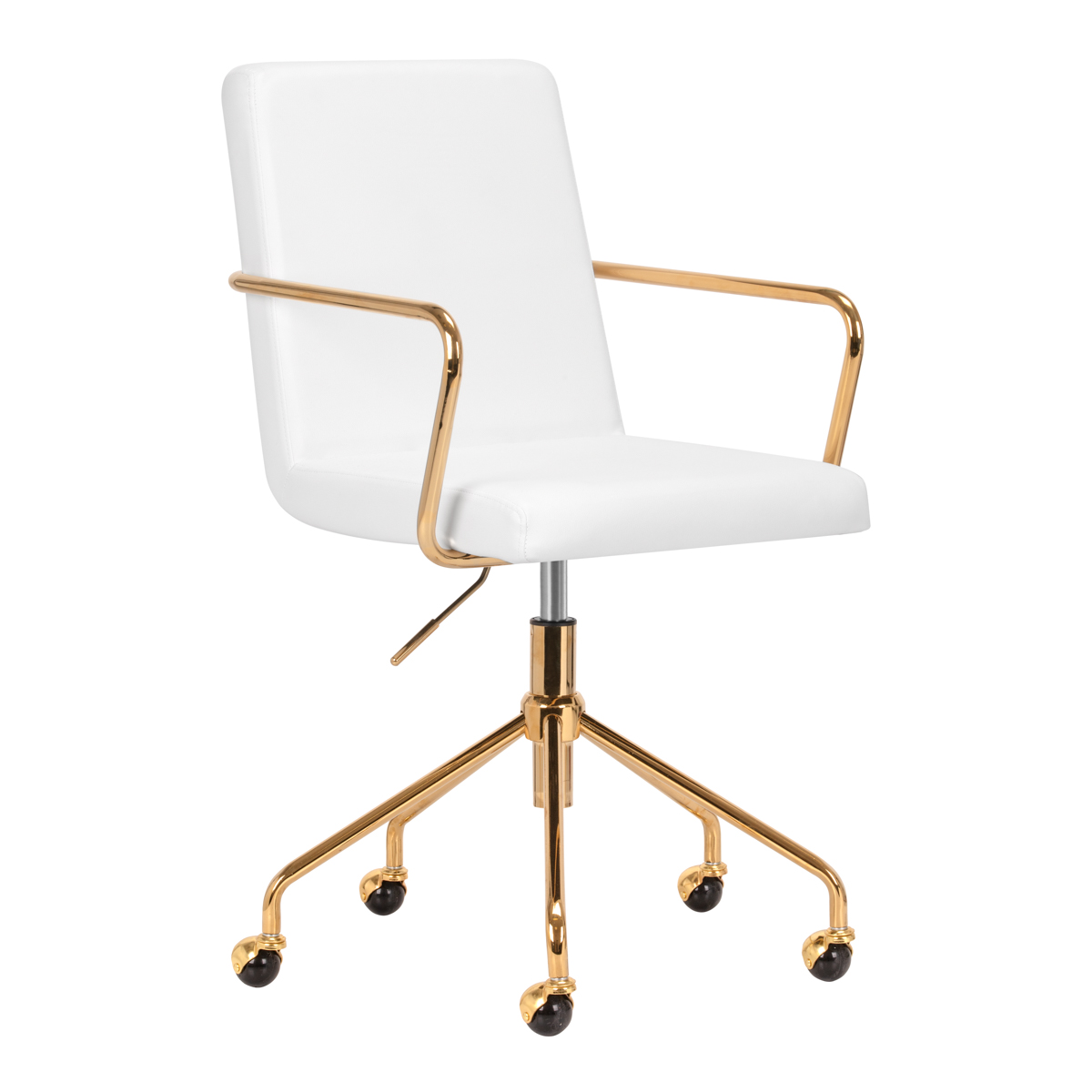 Kosmetikstuhl QS-OF211G in Gold-Weiß – Ergonomischer Friseurstuhl für Salon & Kosmetikstudio