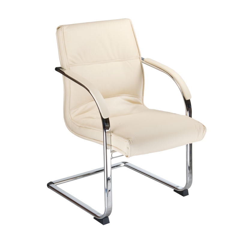 Komfort Wartestuhl Creme - Eleganter Salon Wartebereich Stuhl