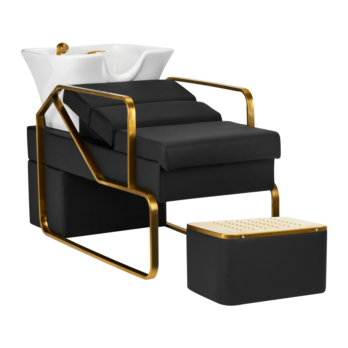 GABBIANO Friseurwaschbecken EMMA Gold Schwarz – Elegantes Friseurbecken mit Ablage