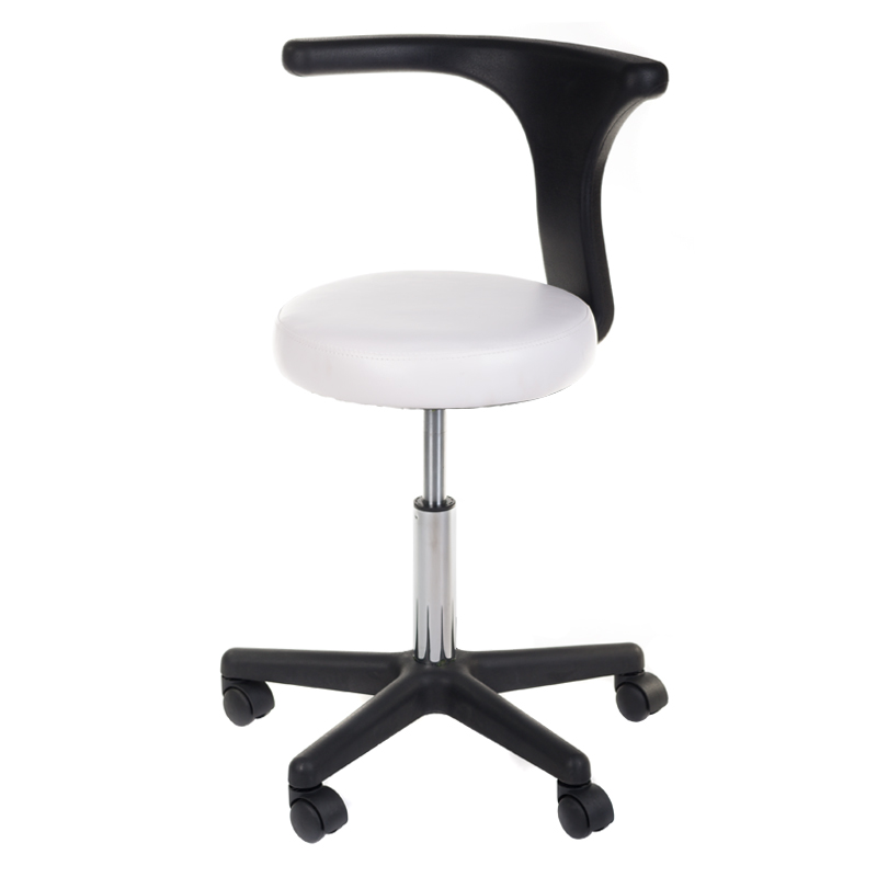 Premium Friseurhocker mit Armlehne und Rückenlehne - Weiß