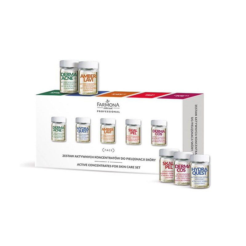Farmona Hautpflege-Set mit 5 aktiven Konzentraten - Akne, Hydration & Anti-Aging (10x5ml)
