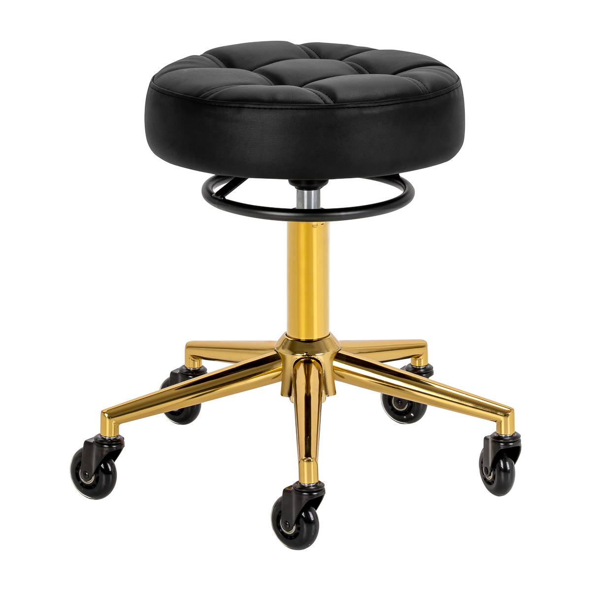 Gabbiano Friseurhocker D054G in Gold-Schwarz – Ergonomischer Friseurstuhl für Profis