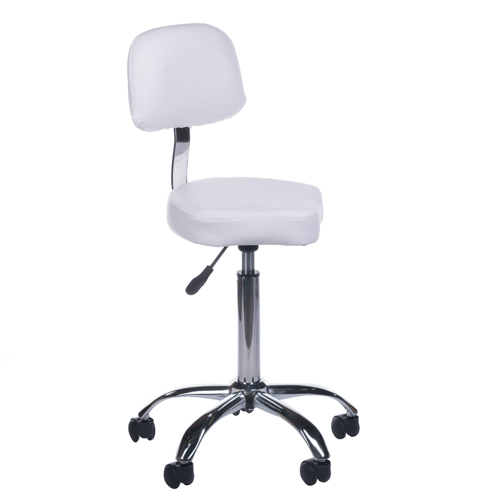 Ergonomischer Arbeitshocker mit Rückenlehne - Höhenverstellbar Weiß
