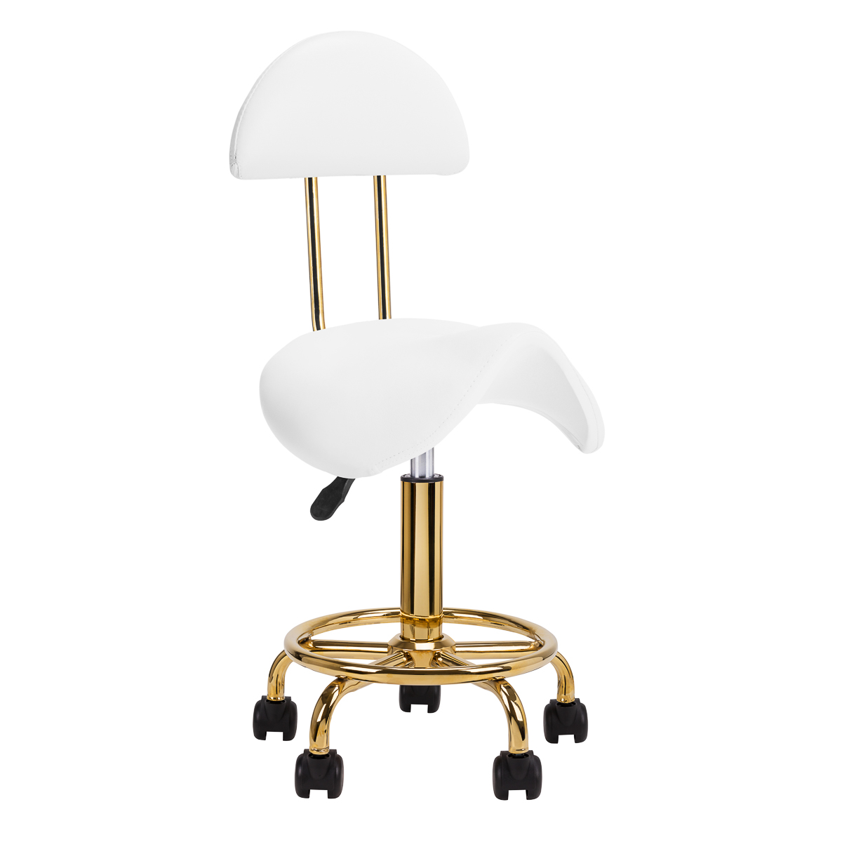 Kosmetikhocker Gold-Weiß 6001-G – Premium Friseurhocker für Salon & Zuhause
