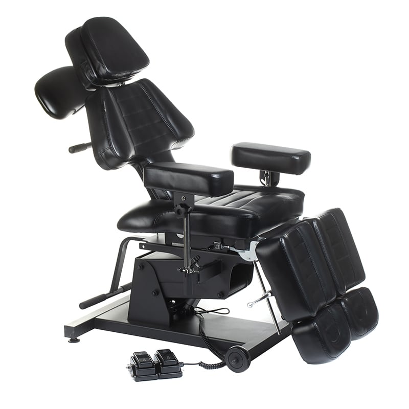 Elektrischer Premium Tattoo Stuhl schwarz - verstellbar mit Fußpedal