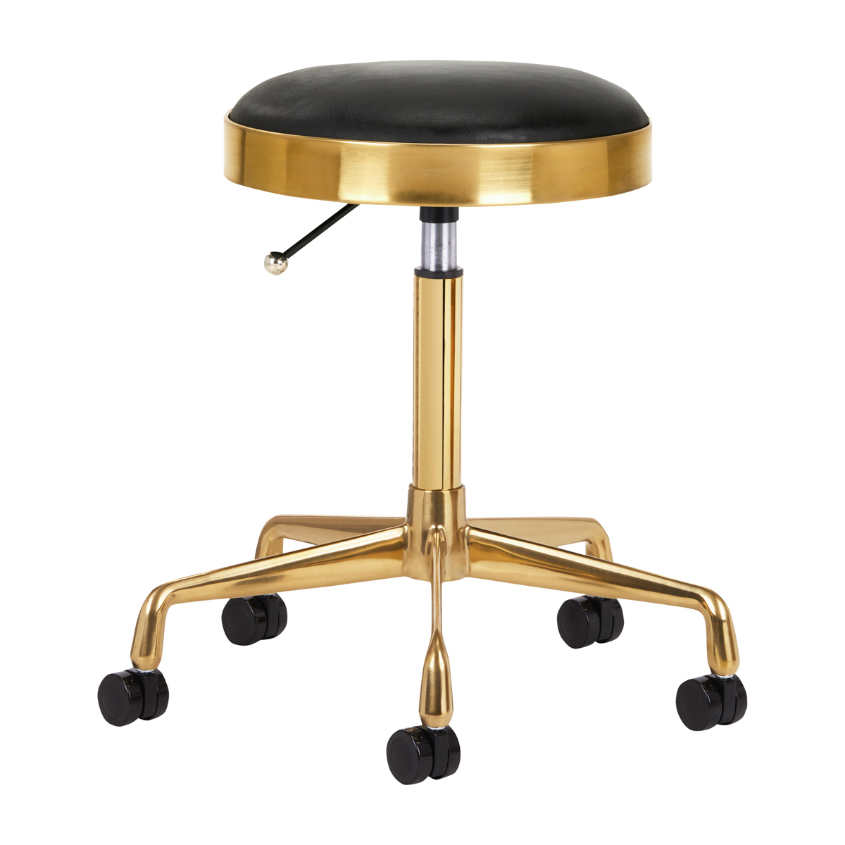 KOSMETIKHOCKER H7 GOLD SCHWARZ - Premium Arbeitshocker für Friseur & Kosmetik
