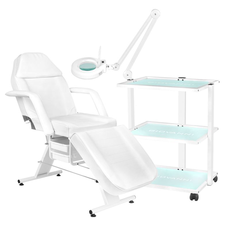 Kosmetikliege Basic 202 mit Kosmetikwagen 1040 und LED-Lupenleuchte S5 - Professionelle 3er Komplettanlage für Kosmetiksalons