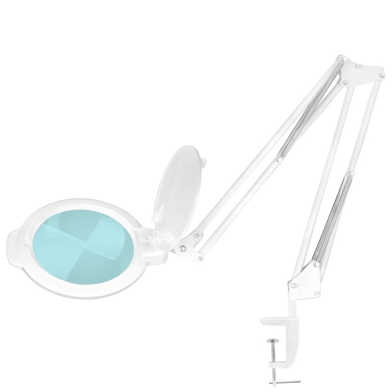 Tisch-Lupenleuchte LED weiß mit 5x Vergrößerung - Professionelle Lupenlampe für Kosmetik und Friseur