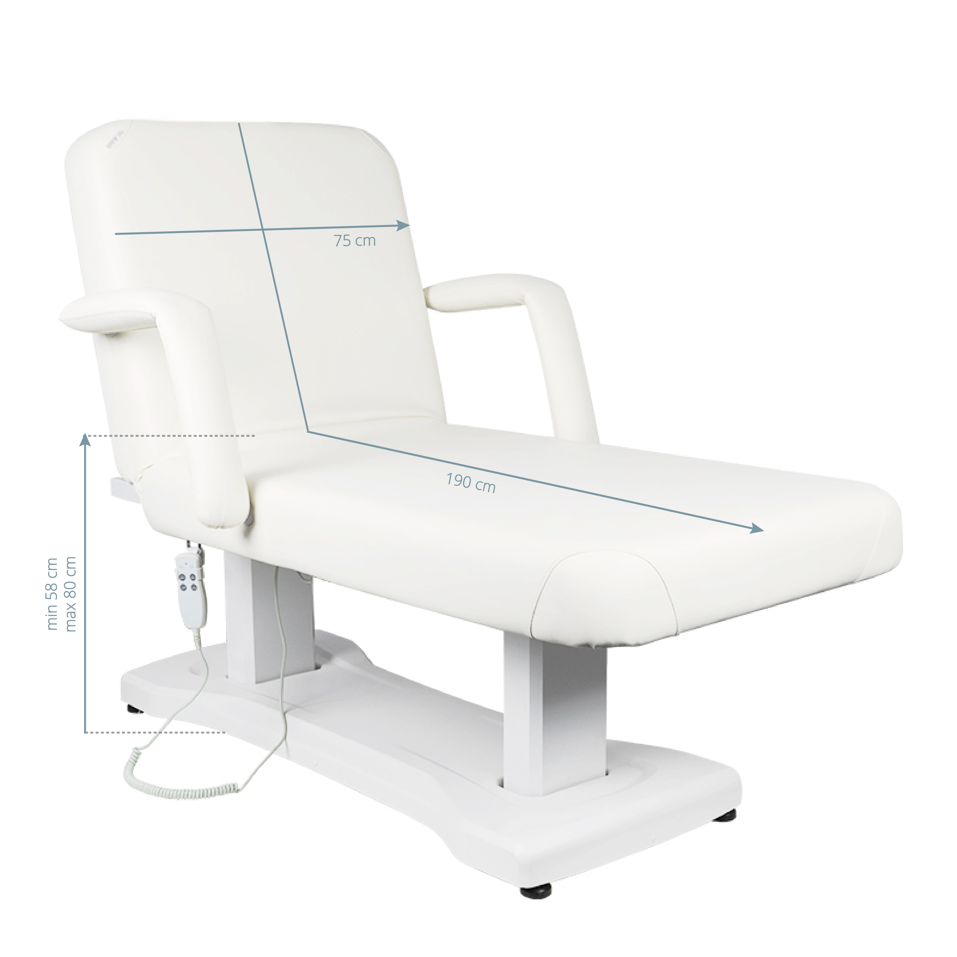 Elektrische Massageliege AZZURRO 819a mit 3 Motoren - Weiß