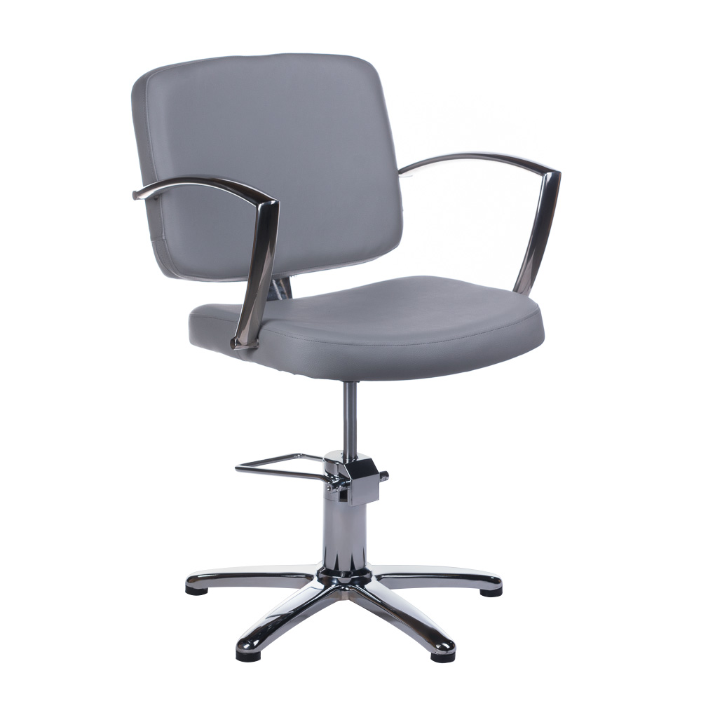 Eleganter Friseurstuhl hellgrau - Premium Salonstuhl mit Hydraulik