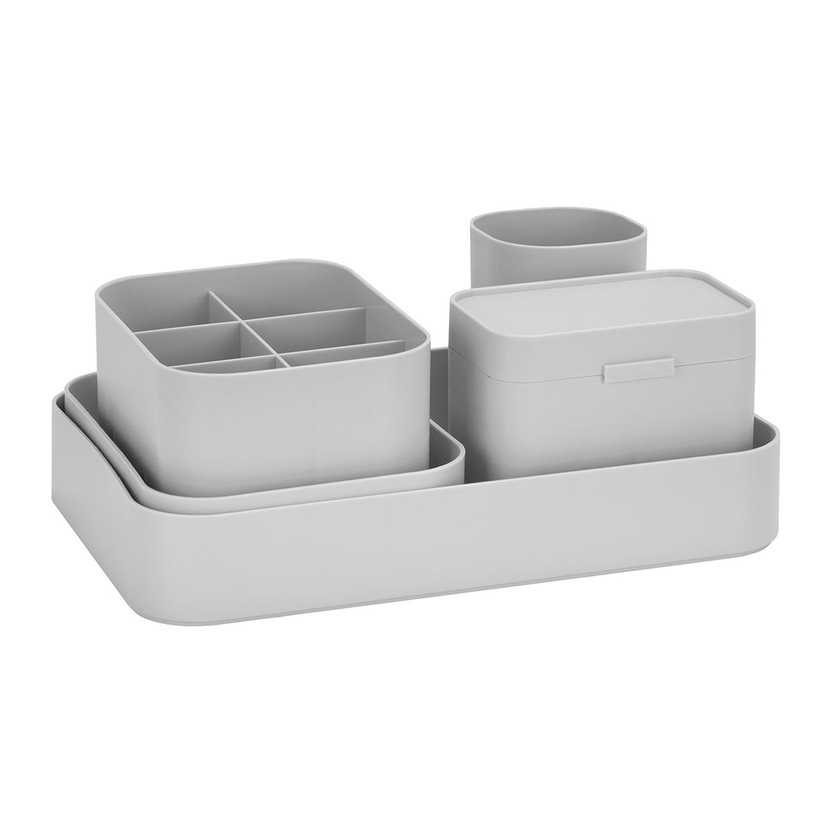 Aufbewahrungsbox Set 5-teilig Grau – Salon & Haushalt