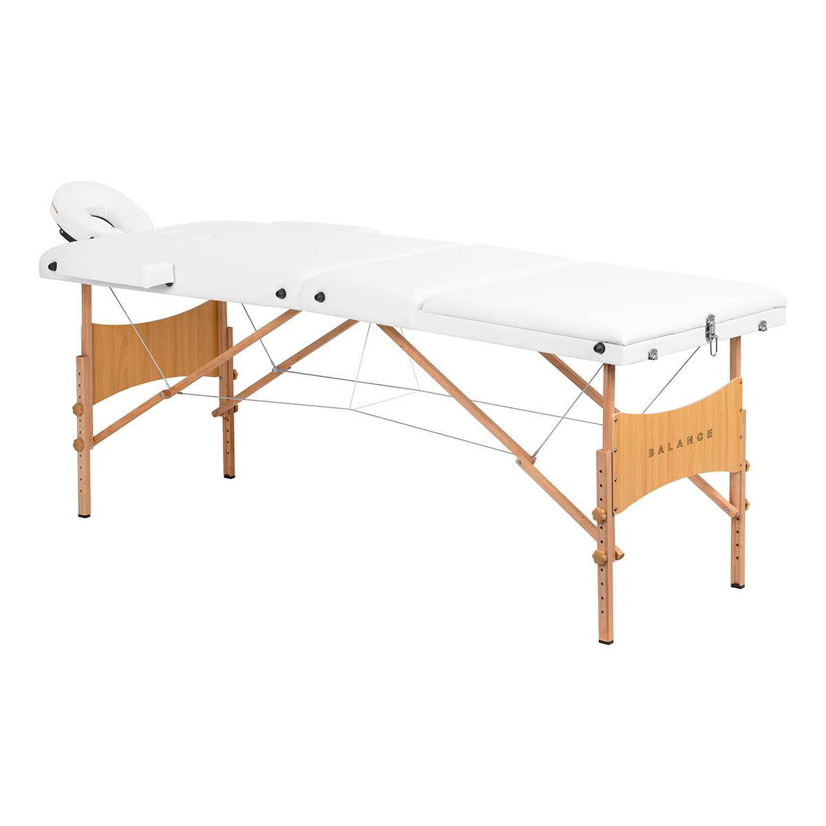 Klappbare Massageliege Holz 3 Segmente 190x70 Weiß – BALANCE