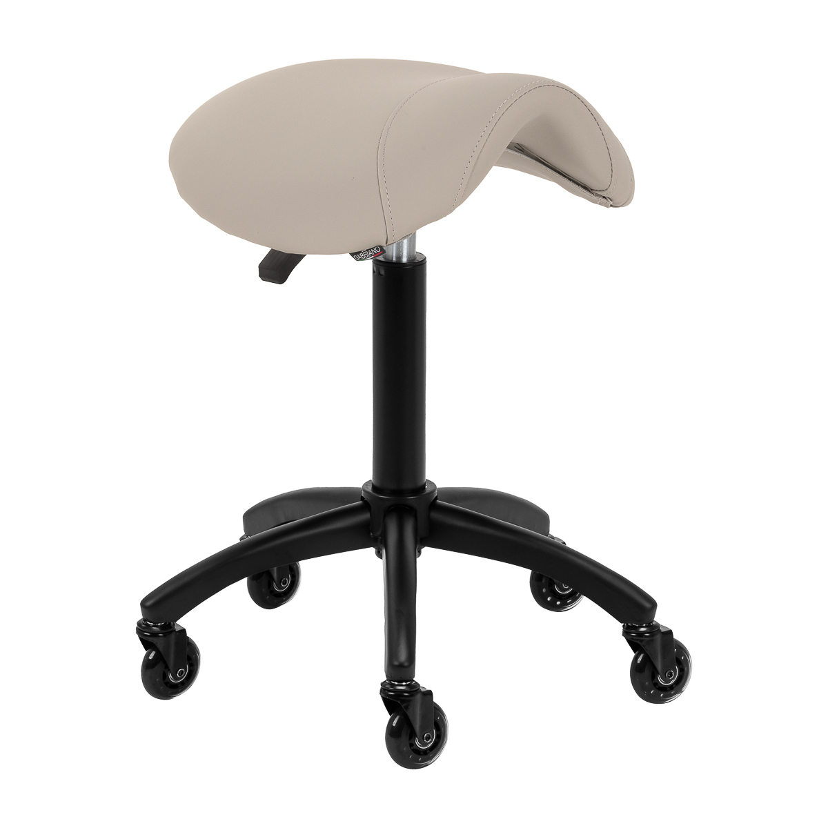 Gabbiano Friseurhocker D032 graubeige - Ergonomischer Salon-Drehhocker