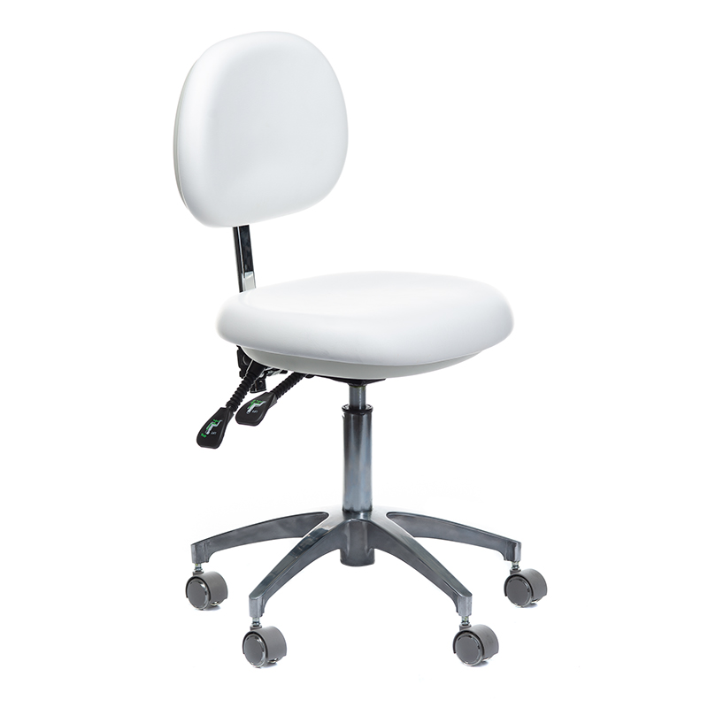 Eleganter Friseurhocker Weiß mit Rückenlehne - Höhenverstellbar