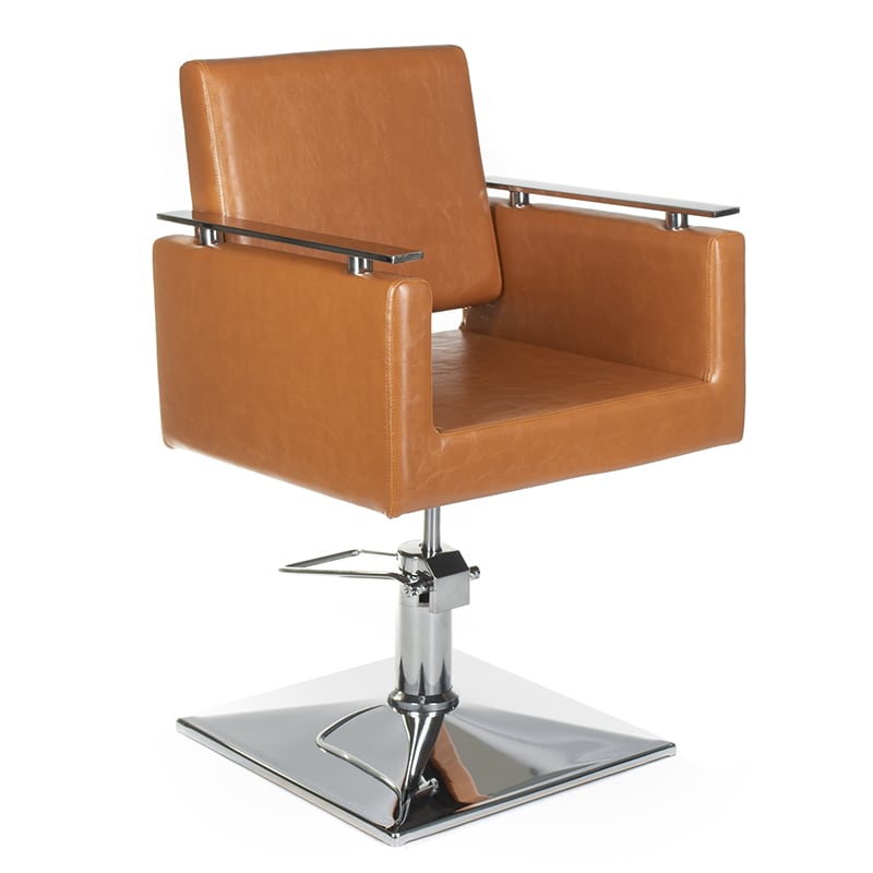 Hydraulischer Friseurstuhl Hellbraun - Eleganter Salonstuhl mit Kunstleder