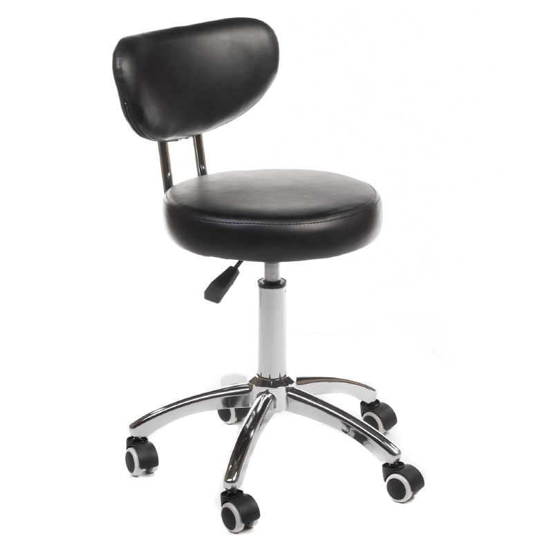 Professioneller Friseurhocker Comfort Pro mit Rückenlehne - Schwarz