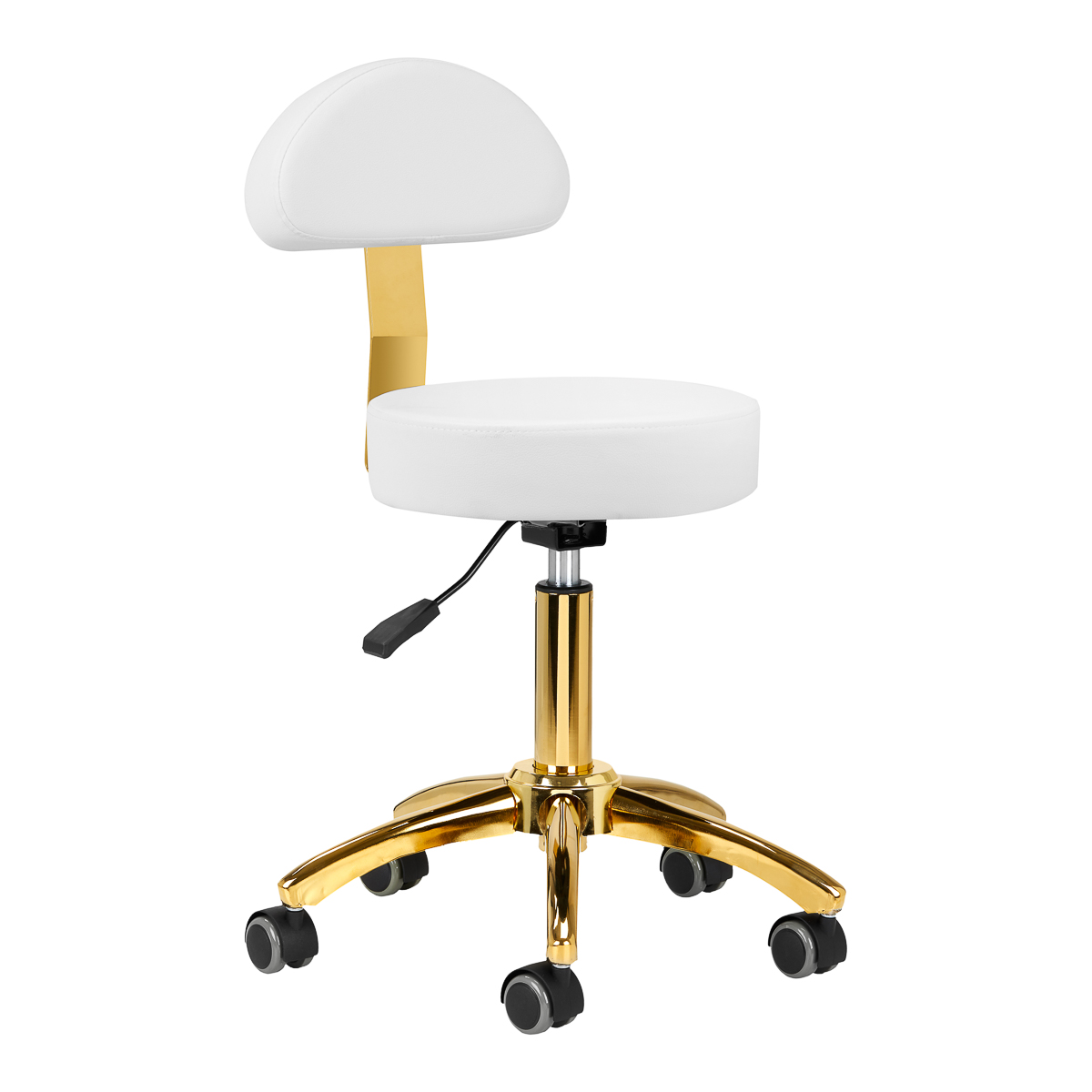 Kosmetikhocker weiß mit Rollen - AM-304G für Friseur & Kosmetik