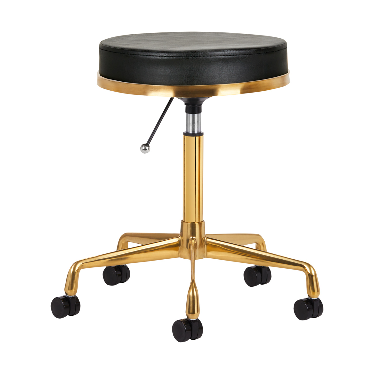 Kosmetikhocker H4 Gold-Schwarz – Ergonomischer Friseursalon Hocker