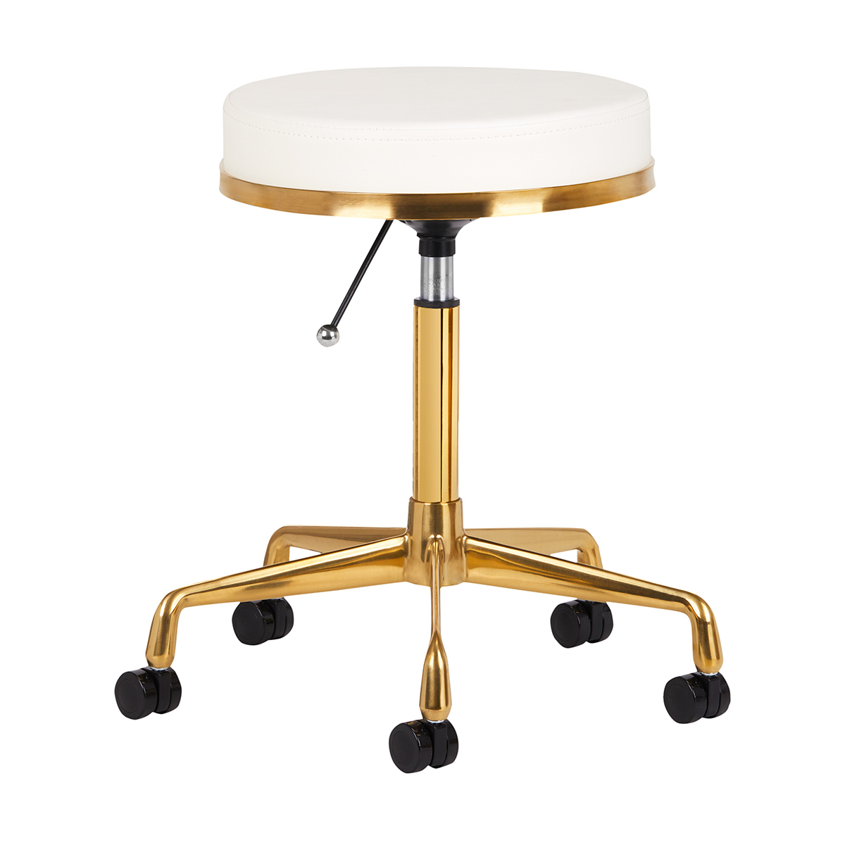 Kosmetikhocker H4 Gold Weiß - Friseurhocker Premium