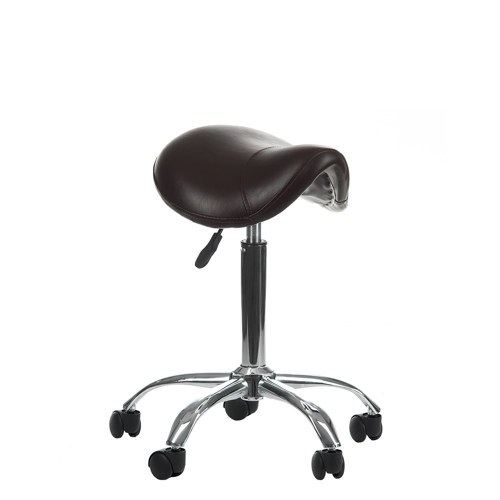 Premium Arbeitshocker Professional - Brauner Friseurhocker höhenverstellbar
