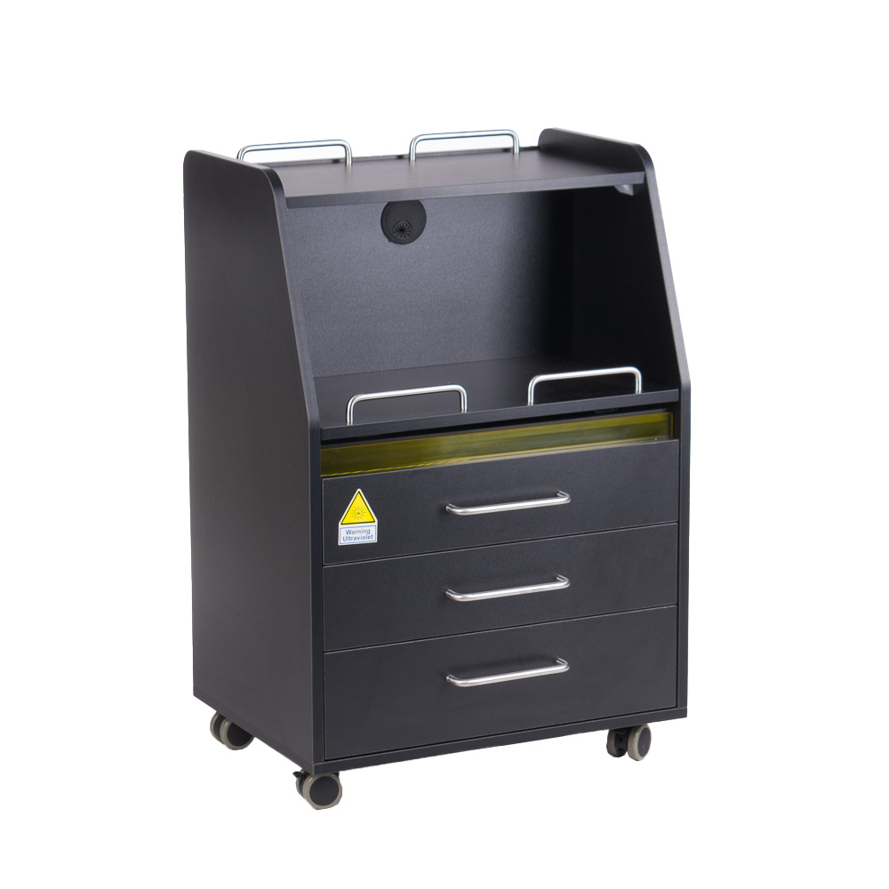 Professioneller Salon-Beistellwagen mit UV-Sterilisator schwarz