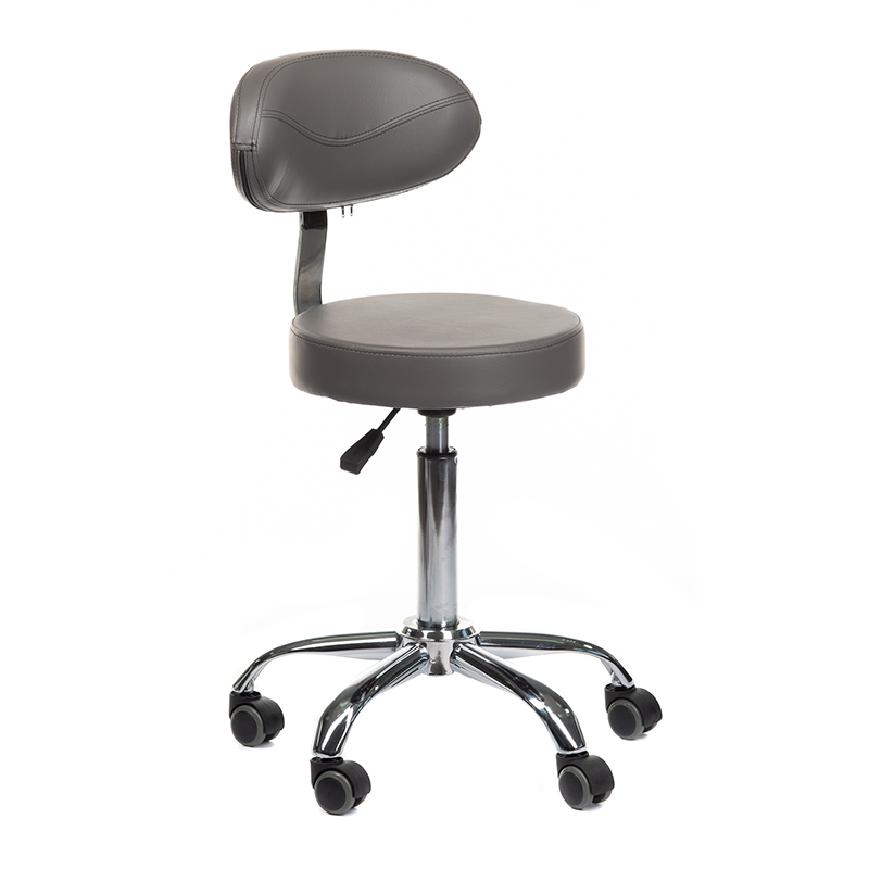 Professional Arbeitshocker mit Rückenlehne Grau - Friseurhocker Salon