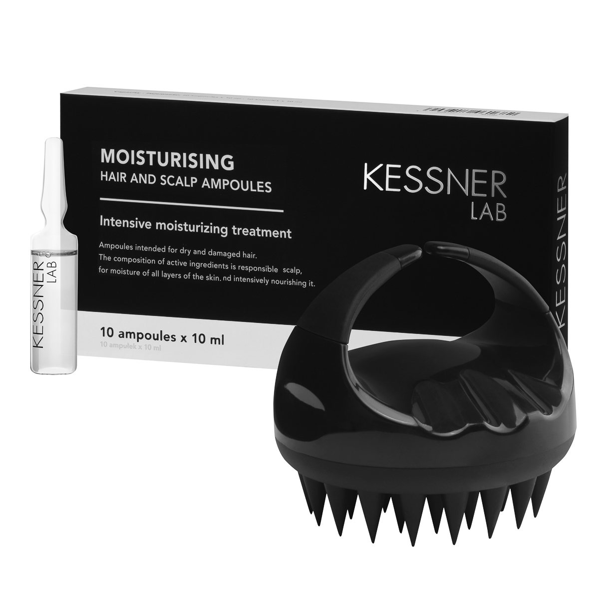 Kessner Kopfmassagebürste mit Feuchtigkeitsampllen - Premium Pflegeset für intensive Kopfhautpflege