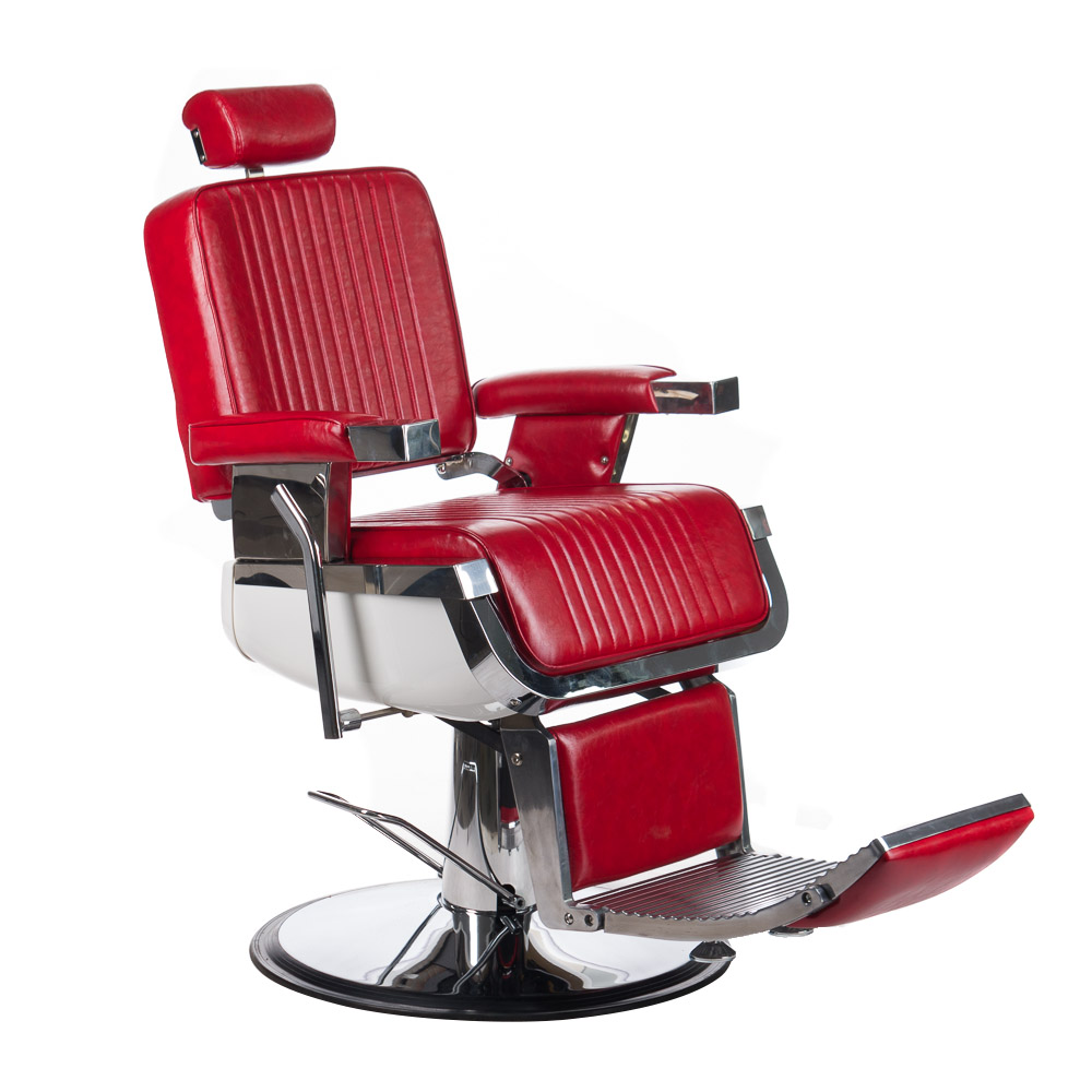 Renaissance Barberstuhl in Rot - Hydraulisch höhenverstellbar