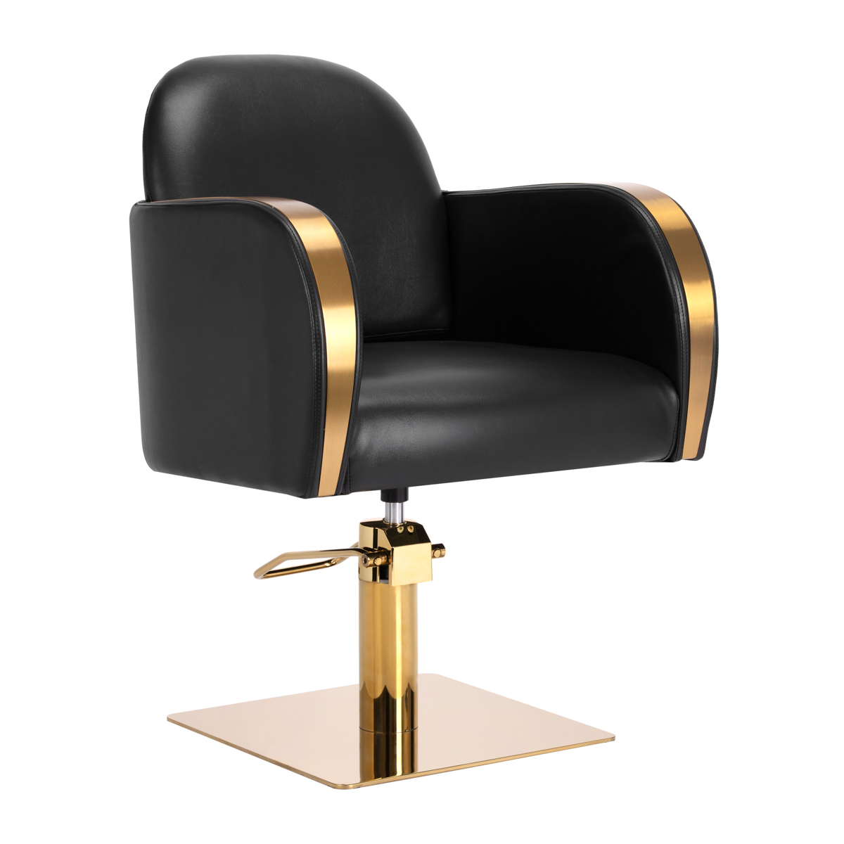 Gabbiano Friseurstuhl Malaga gold schwarz – Hydraulik