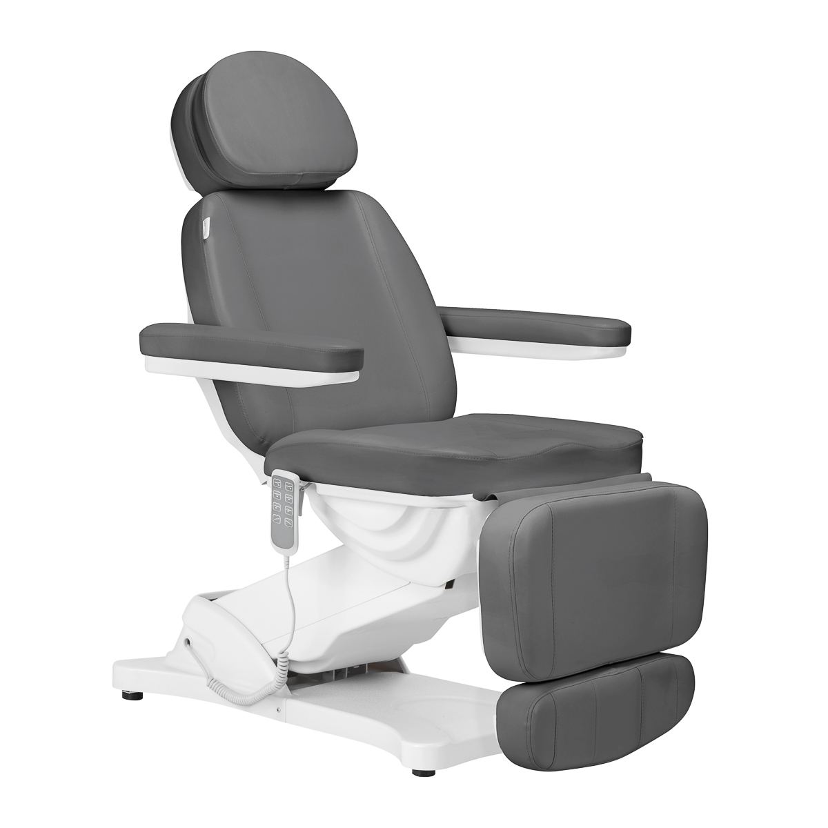Elektrische Kosmetikliege SILLON CLASSIC 4-Motor mit Kopfwiege in Grau – Spa & Wellness Liege