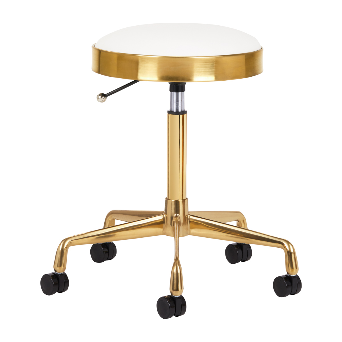 Kosmetikhocker H7 Gold-Weiß – Premium Friseur- & Kosmetikhocker mit ergonomischer Höhenverstellung