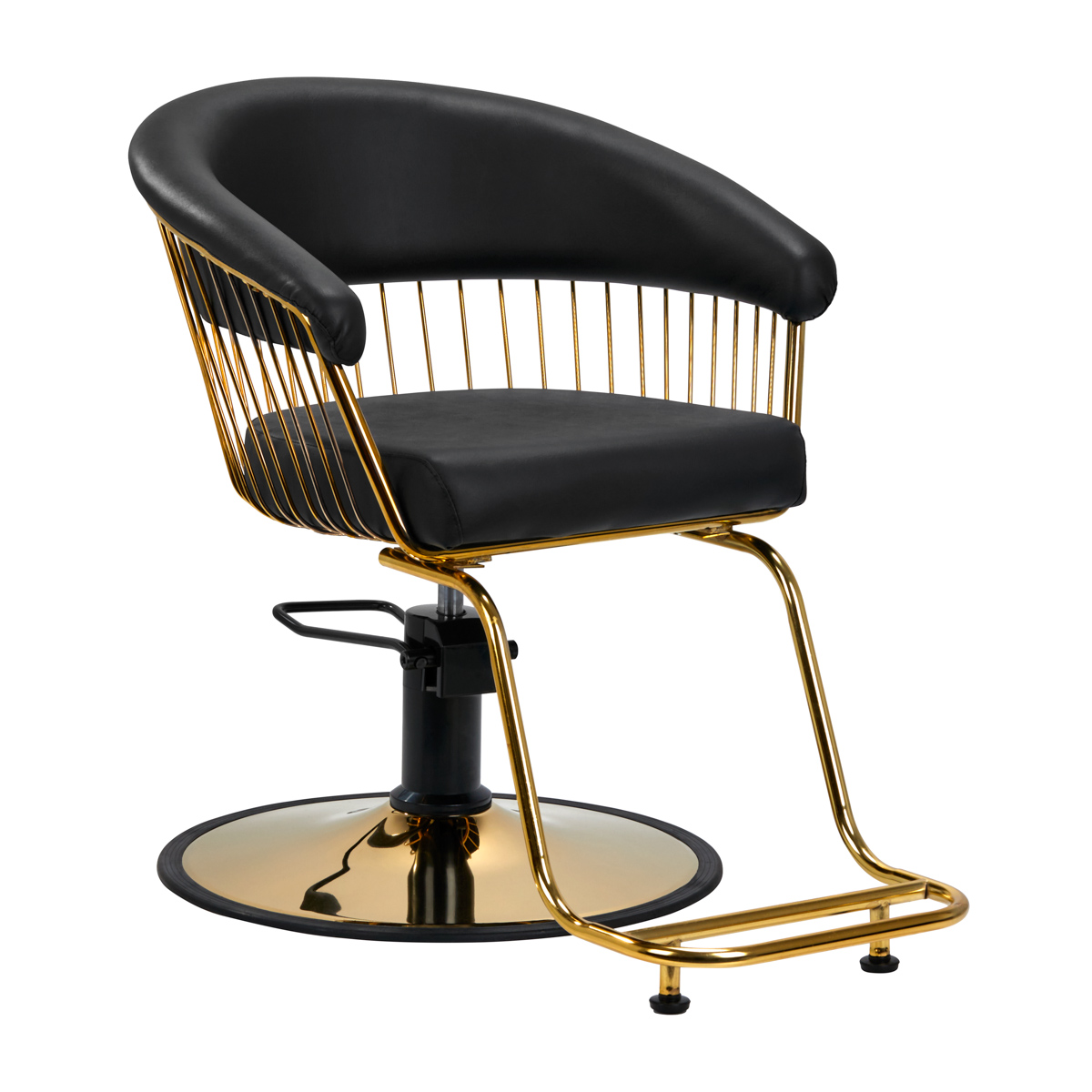 Gabbiano Friseurstuhl Lille Gold Schwarz – Hydraulischer Lift